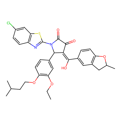 1-(6-chlorobenzo[d]thiazol-2-yl)-5-(3-ethoxy-4-(isopentyloxy)phenyl)-3-hydroxy-4-(2-methyl-2,3-dihydrobenzofuran-5-carbonyl)-1H-pyrrol-2(5H)-one structure