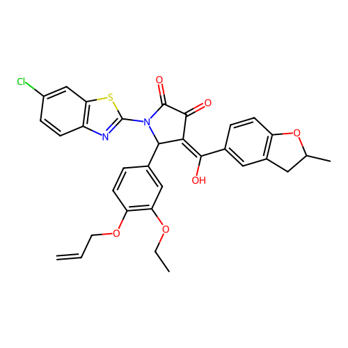 5-(4-(allyloxy)-3-ethoxyphenyl)-1-(6-chlorobenzo[d]thiazol-2-yl)-3-hydroxy-4-(2-methyl-2,3-dihydrobenzofuran-5-carbonyl)-1H-pyrrol-2(5H)-one structure