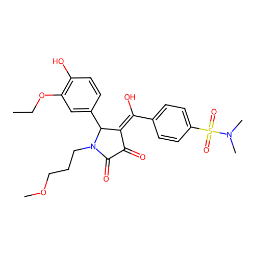 4-(2-(3-ethoxy-4-hydroxyphenyl)-4-hydroxy-1-(3-methoxypropyl)-5-oxo-2,5-dihydro-1H-pyrrole-3-carbonyl)-N,N-dimethylbenzenesulfonamide structure