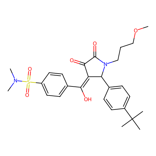4-(2-(4-(tert-butyl)phenyl)-4-hydroxy-1-(3-methoxypropyl)-5-oxo-2,5-dihydro-1H-pyrrole-3-carbonyl)-N,N-dimethylbenzenesulfonamide structure
