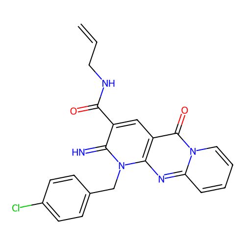 N~3~-allyl-1-(4-chlorobenzyl)-2-imino-5-oxo-1,5-dihydro-2H-dipyrido[1,2-a:2,3-d]pyrimidine-3-carboxamide structure