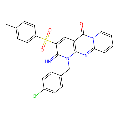 1-(4-chlorobenzyl)-2-imino-3-[(4-methylphenyl)sulfonyl]-1,2-dihydro-5H-dipyrido[1,2-a:2,3-d]pyrimidin-5-one structure