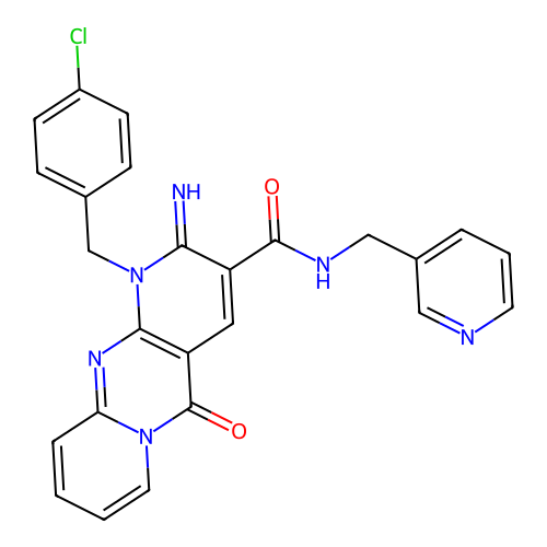 1-(4-chlorobenzyl)-2-imino-5-oxo-N~3~-(3-pyridylmethyl)-1,5-dihydro-2H-dipyrido[1,2-a:2,3-d]pyrimidine-3-carboxamide structure