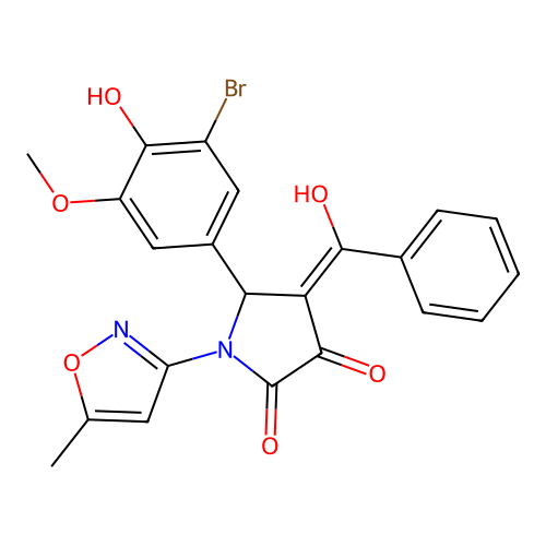 4-benzoyl-5-(3-bromo-4-hydroxy-5-methoxyphenyl)-3-hydroxy-1-(5-methyl-1,2-oxazol-3-yl)-2,5-dihydro-1H-pyrrol-2-one structure