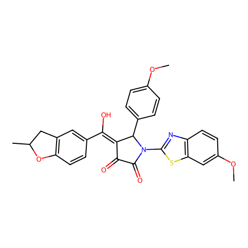 (4E)-4-[hydroxy(2-methyl-2,3-dihydro-1-benzofuran-5-yl)methylidene]-1-(6-methoxy-1,3-benzothiazol-2-yl)-5-(4-methoxyphenyl)pyrrolidine-2,3-dione structure