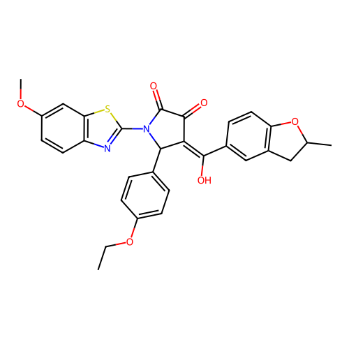 (4E)-5-(4-ethoxyphenyl)-4-[hydroxy(2-methyl-2,3-dihydro-1-benzofuran-5-yl)methylidene]-1-(6-methoxy-1,3-benzothiazol-2-yl)pyrrolidine-2,3-dione structure