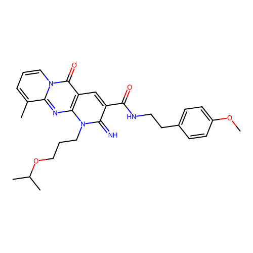 2-imino-N-[2-(4-methoxyphenyl)ethyl]-10-methyl-5-oxo-1-[3-(propan-2-yloxy)propyl]-1,5-dihydro-2H-dipyrido[1,2-a:2',3'-d]pyrimidine-3-carboxamide structure