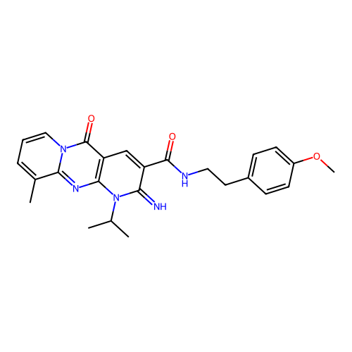 2-imino-1-isopropyl-N~3~-(4-methoxyphenethyl)-10-methyl-5-oxo-1,5-dihydro-2H-dipyrido[1,2-a:2,3-d]pyrimidine-3-carboxamide structure