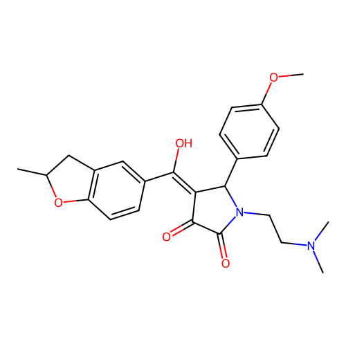 (4E)-1-(2-dimethylaminoethyl)-4-[hydroxy-(2-methyl-2,3-dihydro-1-benzofuran-5-yl)methylidene]-5-(4-methoxyphenyl)pyrrolidine-2,3-dione structure