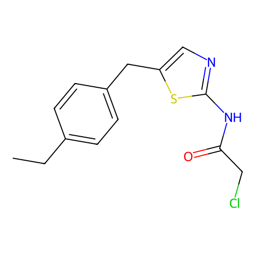 2-chloro-N-[5-[(4-ethylphenyl)methyl]-1,3-thiazol-2-yl]acetamide structure