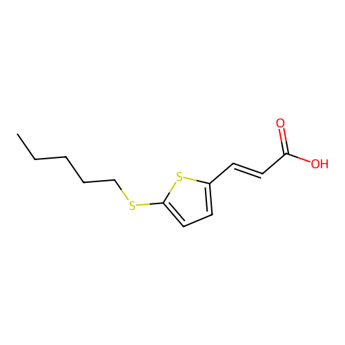 (E)-3-(5-pentylsulfanylthiophen-2-yl)prop-2-enoic acid structure