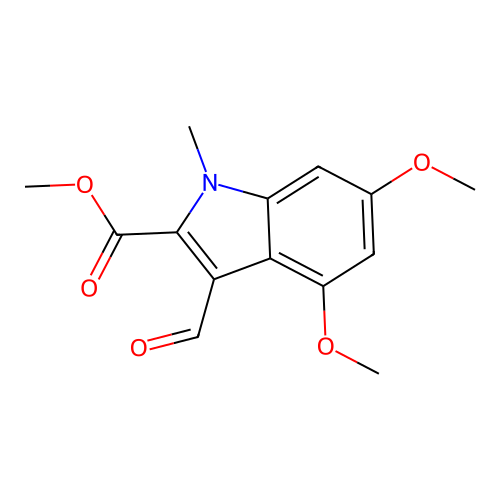 methyl 3-formyl-4,6-dimethoxy-1-methyl-1H-indole-2-carboxylate structure