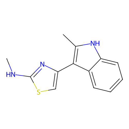 N-methyl-4-(2-methyl-1H-indol-3-yl)-1,3-thiazol-2-amine structure