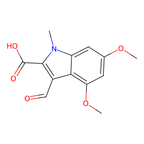 3-Formyl-4,6-dimethoxy-1-methylindole-2-carboxylic acid structure