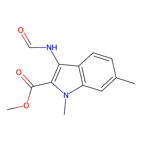 1H-Indole-2-carboxylic acid, 3-(formylamino)-1,6-dimethyl-, methyl ester structure