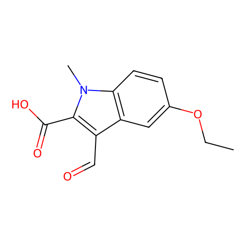 5-ethoxy-3-formyl-1-methyl-1H-indole-2-carboxylic acid structure