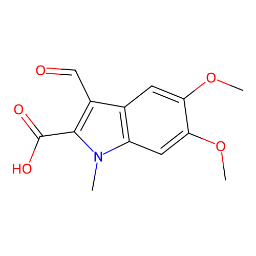 3-formyl-5,6-dimethoxy-1-methyl-1H-indole-2-carboxylic acid structure