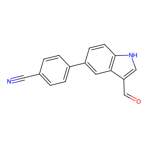 4-(3-formyl-1H-indol-5-yl)benzonitrile structure