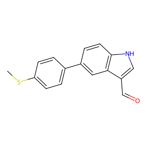 5-[4-(Methylsulfanyl)phenyl]-1H-indole-3-carbaldehyde structure