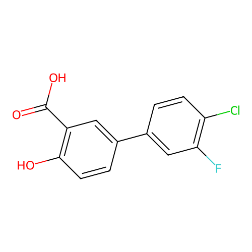 4'-Chloro-3'-fluoro-4-hydroxy[1,1'-biphenyl]-3-carboxylic acid structure