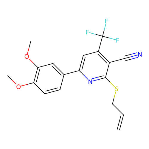 2-(Allylthio)-6-(3,4-dimethoxyphenyl)-4-(trifluoromethyl)nicotinonitrile structure