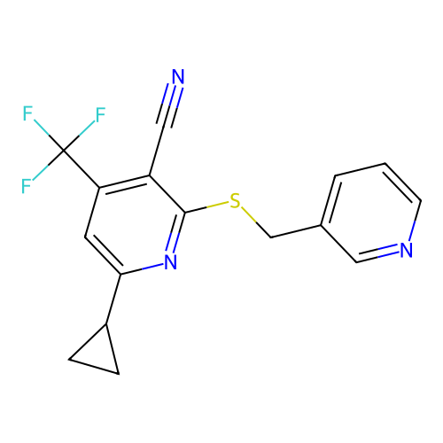 6-Cyclopropyl-2-[(3-pyridinylmethyl)sulfanyl]-4-(trifluoromethyl)nicotinonitrile structure