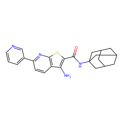 3-Amino-6-(3-pyridinyl)-N-tricyclo[3.3.1.13,7]dec-1-ylthieno[2,3-b]pyridine-2-carboxamide structure