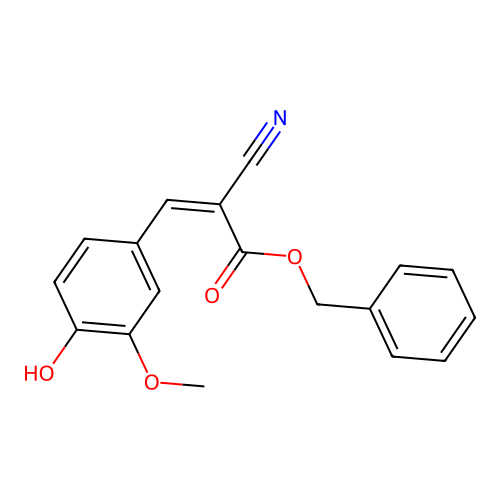 Benzyl 2-cyano-3-(4-hydroxy-3-methoxyphenyl)prop-2-enoate structure