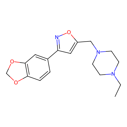 1-[[3-(1,3-Benzodioxol-5-yl)-5-isoxazolyl]methyl]-4-ethylpiperazine structure