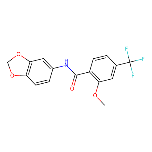 N-(1,3-benzodioxol-5-yl)-2-methoxy-4-(trifluoromethyl)benzamide structure