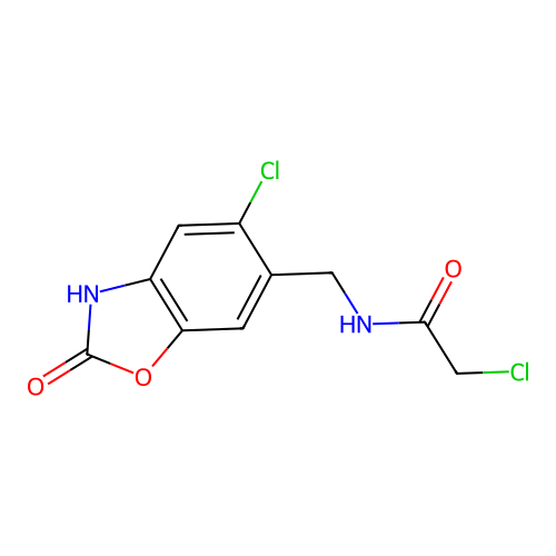 2-chloro-N-[(5-chloro-2-oxo-2,3-dihydro-1,3-benzoxazol-6-yl)methyl]acetamide structure