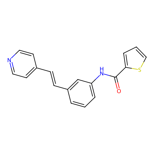 N-[3-[(E)-2-pyridin-4-ylethenyl]phenyl]thiophene-2-carboxamide structure