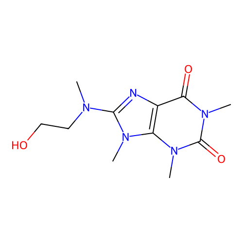 8-[(2-hydroxyethyl)(methyl)amino]-1,3,9-trimethyl-3,9-dihydro-1H-purine-2,6-dione structure