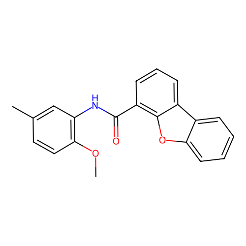 N-(2-methoxy-5-methylphenyl)dibenzofuran-4-carboxamide structure