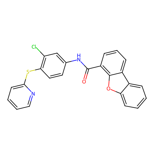 N-(3-chloro-4-pyridin-2-ylsulfanylphenyl)dibenzofuran-4-carboxamide structure