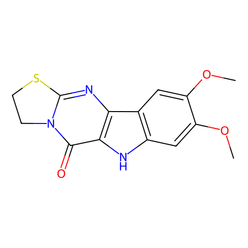 8,9-dimethoxy-2,3-dihydro[1,3]thiazolo[3',2':1,2]pyrimido[5,4-b]indol-5(6H)-one structure