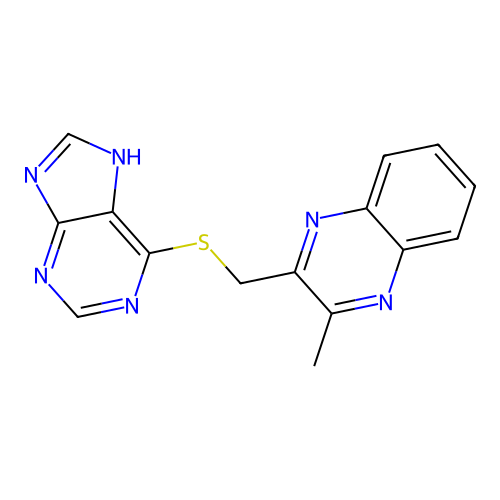 2-methyl-3-(7H-purin-6-ylsulfanylmethyl)quinoxaline structure