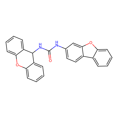 1-dibenzofuran-3-yl-3-(9H-xanthen-9-yl)urea structure