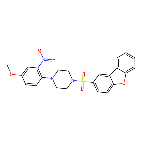 1-Dibenzofuran-2-ylsulfonyl-4-(4-methoxy-2-nitrophenyl)piperazine structure