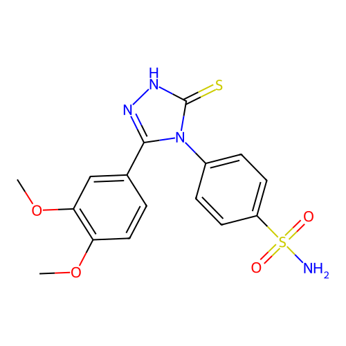 4-(3-(3,4-dimethoxyphenyl)-5-mercapto-4H-1,2,4-triazol-4-yl)benzenesulfonamide structure