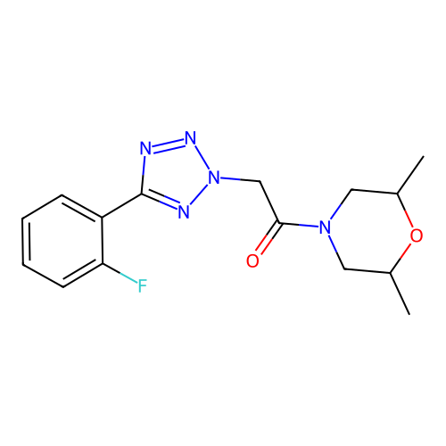1-(2,6-Dimethylmorpholin-4-yl)-2-[5-(2-fluorophenyl)tetrazol-2-yl]ethanone structure