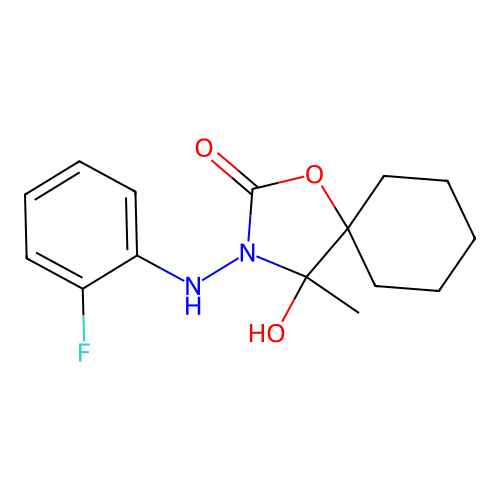 3-(2-Fluoroanilino)-4-hydroxy-4-methyl-1-oxa-3-azaspiro[4.5]decan-2-one structure