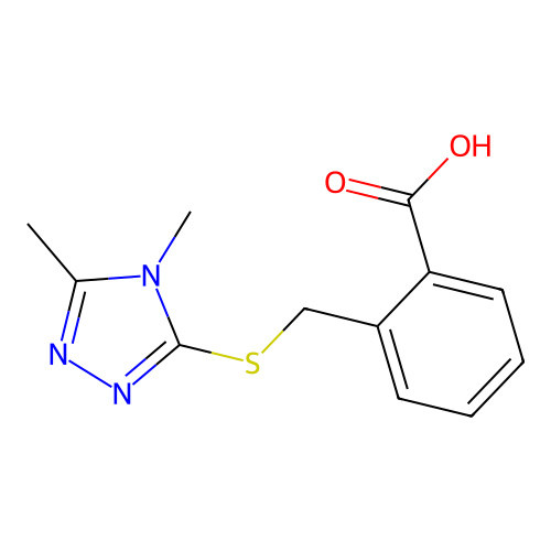 2-{[(4,5-dimethyl-4H-1,2,4-triazol-3-yl)sulfanyl]methyl}benzoic acid structure