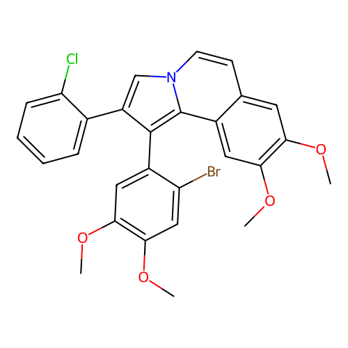 1-(2-bromo-4,5-dimethoxyphenyl)-2-(2-chlorophenyl)-8,9-dimethoxypyrrolo[2,1-a]isoquinoline structure