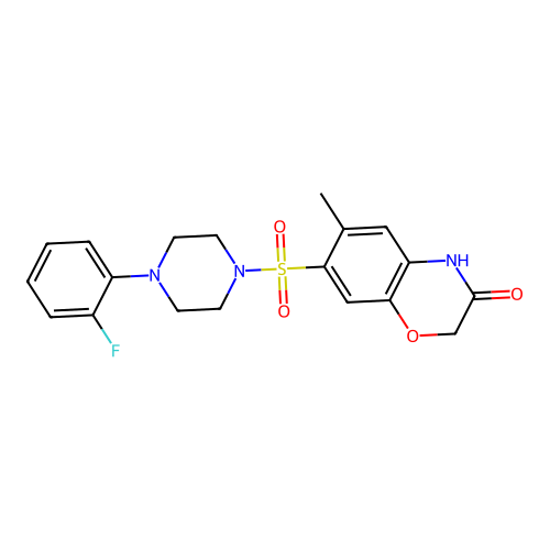 7-[4-(2-fluorophenyl)piperazin-1-yl]sulfonyl-6-methyl-4H-1,4-benzoxazin-3-one structure