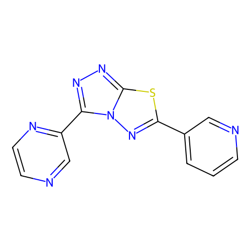 3-(Pyrazin-2-yl)-6-(pyridin-3-yl)[1,2,4]triazolo[3,4-b][1,3,4]thiadiazole structure