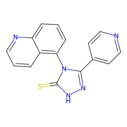 5-(pyridin-4-yl)-4-(quinolin-5-yl)-4H-1,2,4-triazole-3-thiol structure