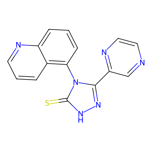 5-(pyrazin-2-yl)-4-(quinolin-5-yl)-4H-1,2,4-triazole-3-thiol structure