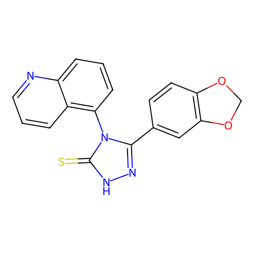 5-(benzo[d][1,3]dioxol-5-yl)-4-(quinolin-5-yl)-4H-1,2,4-triazole-3-thiol structure