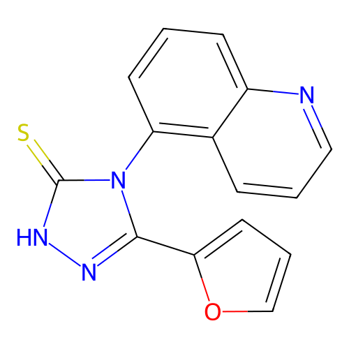 5-(furan-2-yl)-4-(quinolin-5-yl)-4H-1,2,4-triazole-3-thiol structure